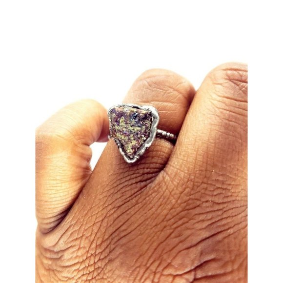 Chalcopyrite crystal Ring handmade gothic metalwork - Picture 8 of 12